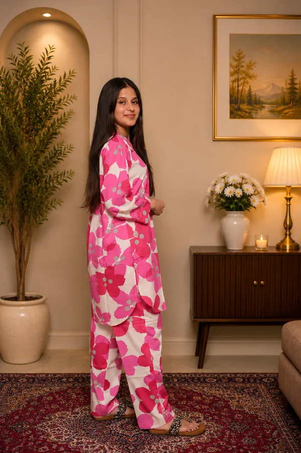 Aaraish_Women_Pink_Floral_Printed_Kurta_Co-Ord_Set