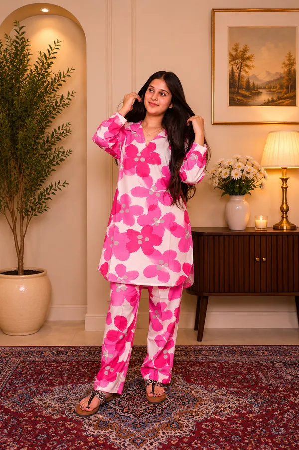 Aaraish_Women_Pink_Floral_Printed_Kurta_Co-Ord_Set