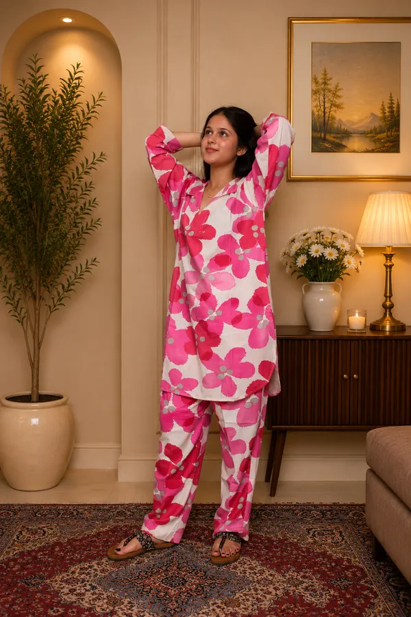 Aaraish_Women_Pink_Floral_Printed_Kurta_Co-Ord_Set
