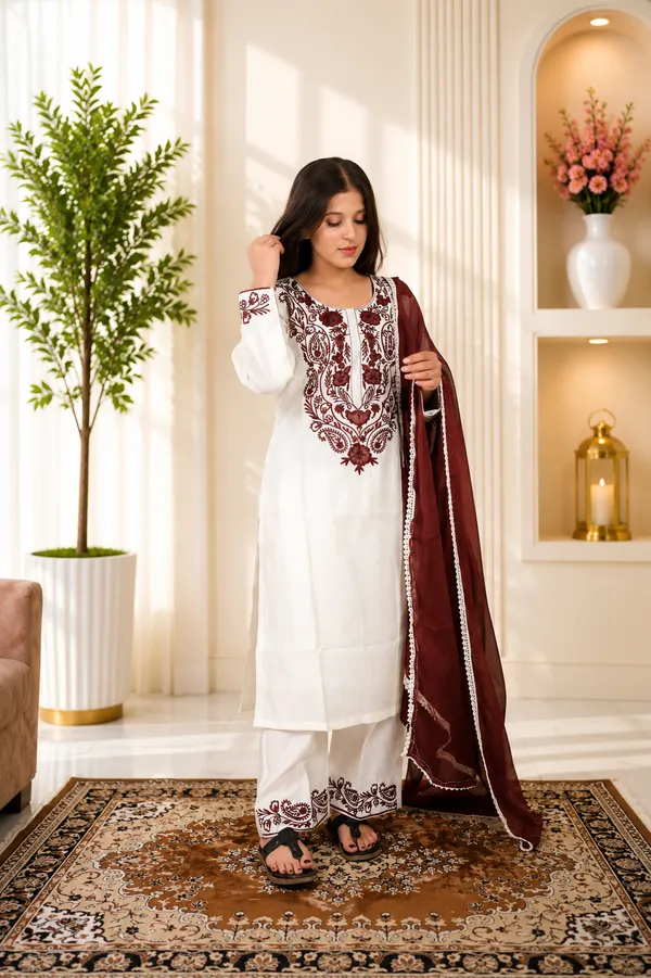 Cream_Brown_Muslin_Cotton_Embroidered_Salwar_Suit_Set_For_Women