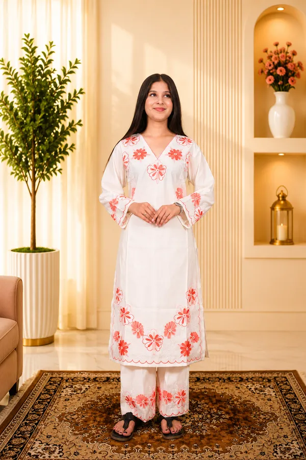 White_Cotton_Embroidered_Floral_Three_Piece_Suit_Set_For_Women