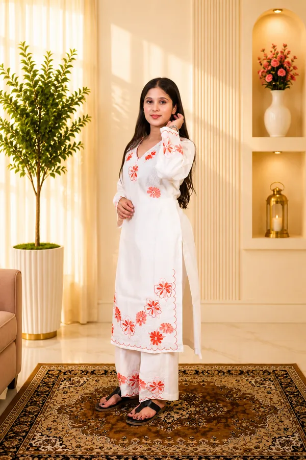 White_Cotton_Embroidered_Floral_Three_Piece_Suit_Set_For_Women