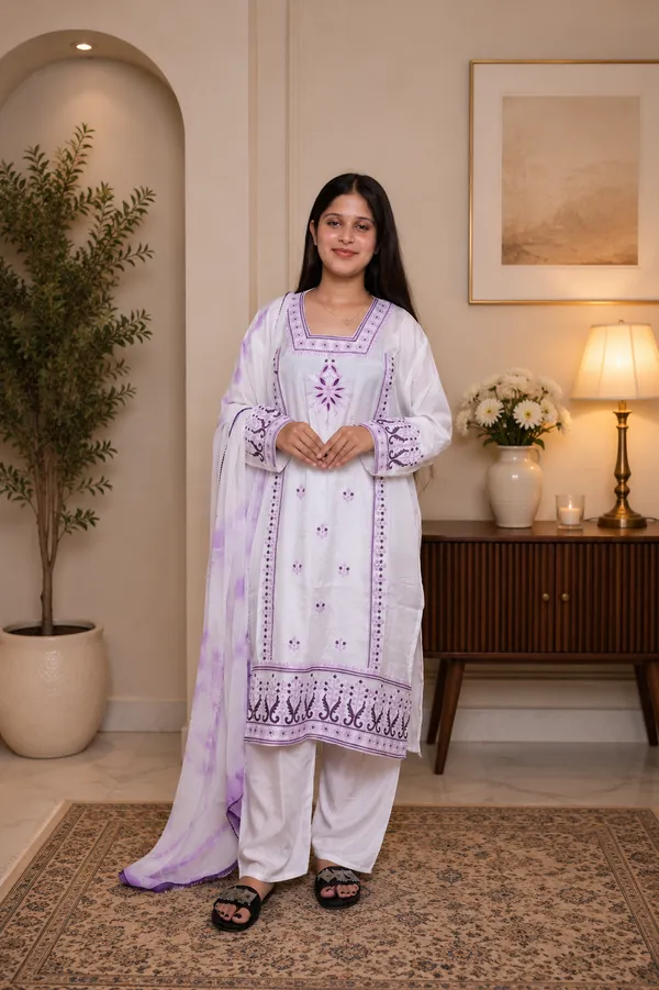 White_Purple_Jaam_Cotton_Embroidered_Unstitched_Suit_Set_For_Women