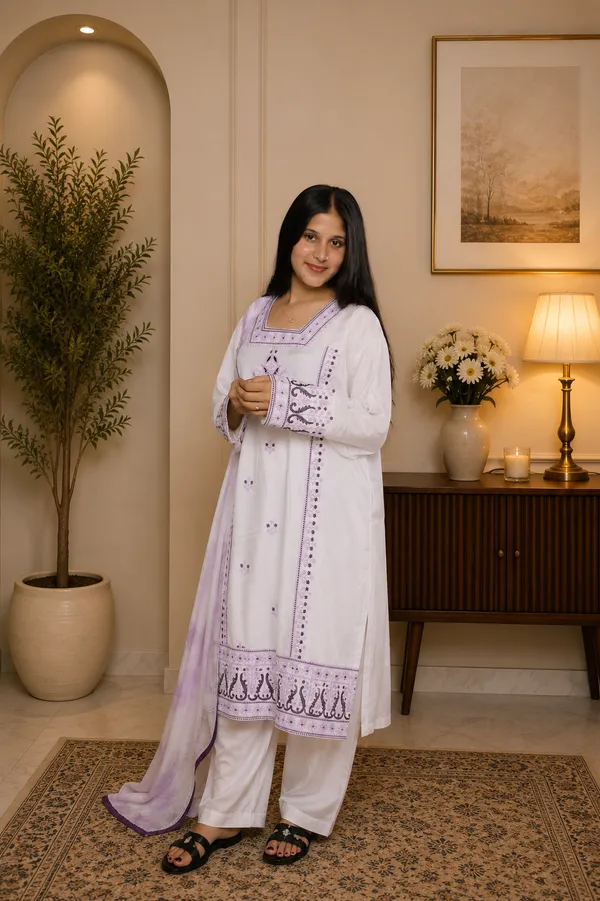 White_Purple_Jaam_Cotton_Embroidered_Unstitched_Suit_Set_For_Women
