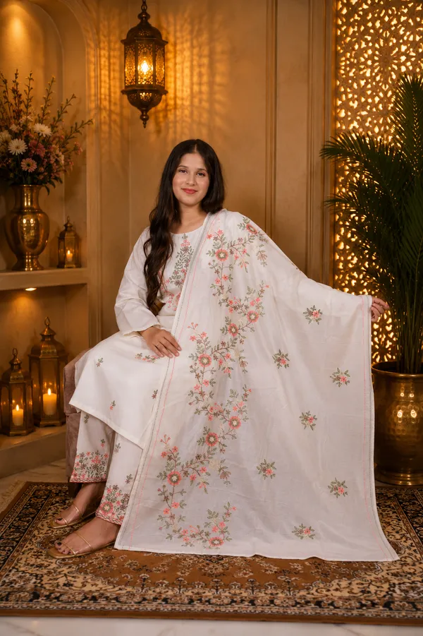 White_Jaam_Cotton_Embroidered_Kurta_Set_For_Women