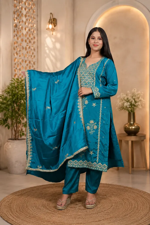 Teal_Blue_Crape_Embroidered_Salwar_Suit_Set_For_Women
