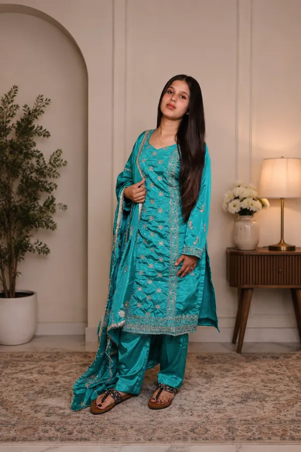 Teal_Blue_Crape_Embroidered_Salwar_Suit_Set_For_Women
