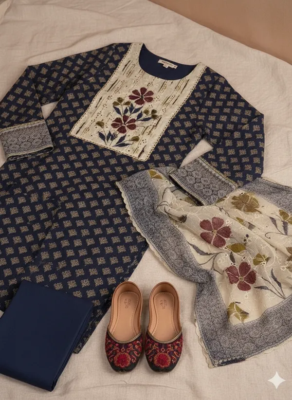 Navy_Blue_Cotton_Printed_Embroidered_Kurta_Set_For_Women
