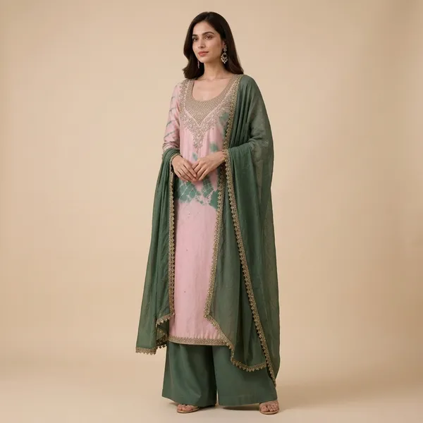 Pink_Green_Maslin_Cotton_Embroidered_Suit_Set_For_Women