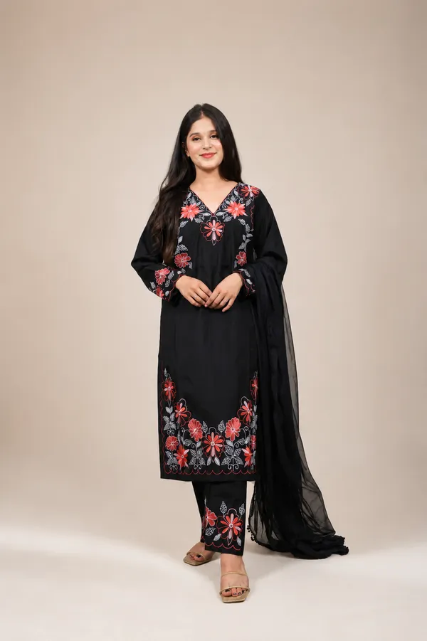 Black_Cotton_Embroidered_Floral_Palazzo_Suit_Set_For_Women