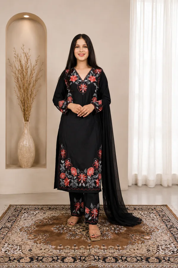 Black_Cotton_Embroidered_Floral_Palazzo_Suit_Set_For_Women