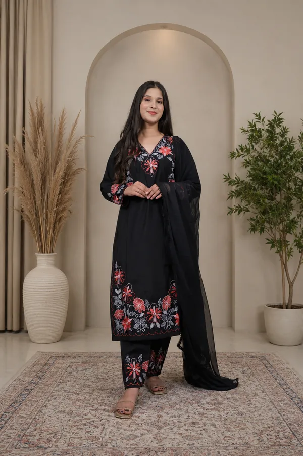 Black_Cotton_Embroidered_Floral_Palazzo_Suit_Set_For_Women