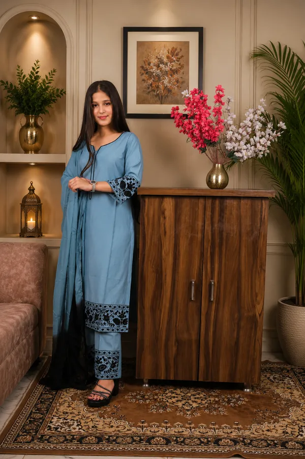 Sky_Blue_Cotton_Embroidered_Salwar_Suit_Set_For_Women