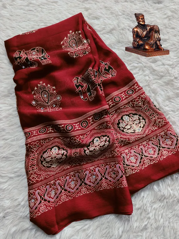 Ajrakh_mirror_work_Satin_Crepe_sarees