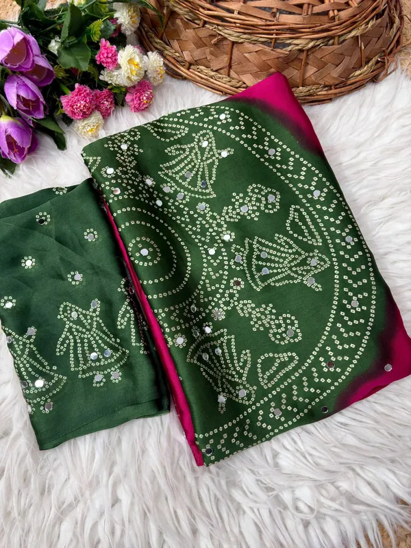 Bandhani_Design_Satin_Silk_Ajrakh_mirror_work_sarees
