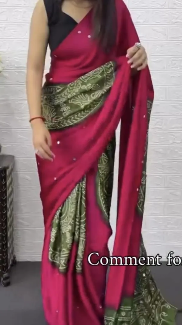 Bandhani_Design_Satin_Silk_Ajrakh_mirror_work_sarees