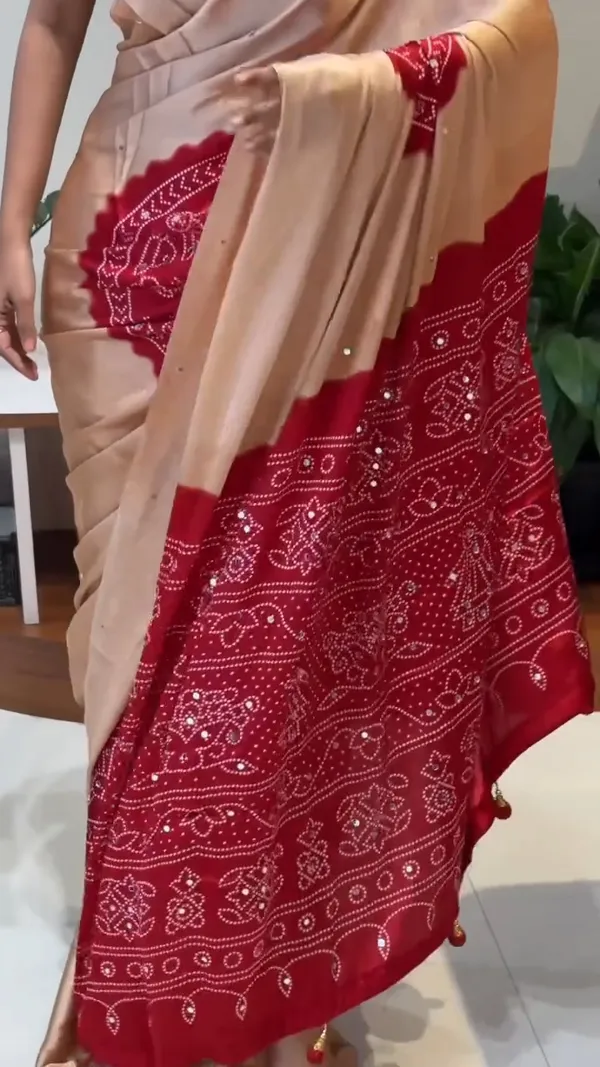 Bandhani_Design_Satin_silk_in_Ajrakh_mirror_work