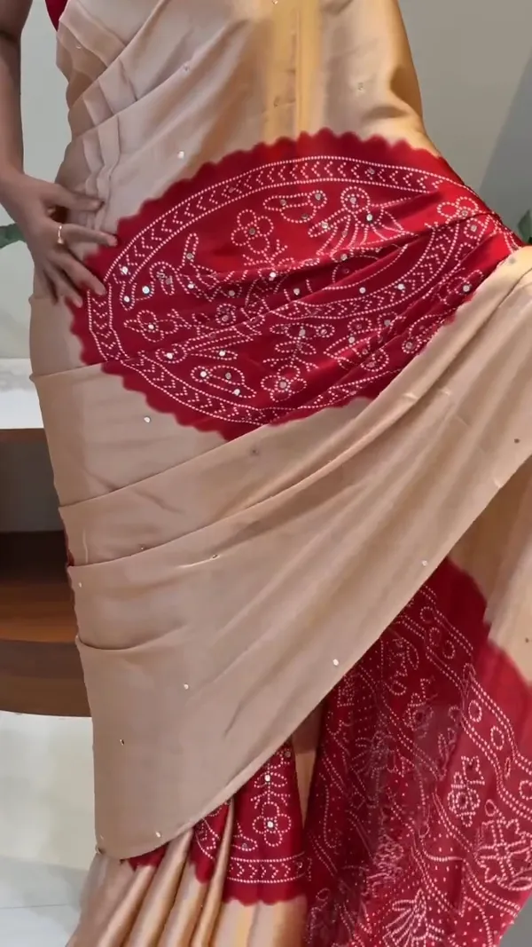 Bandhani_Design_Satin_silk_in_Ajrakh_mirror_work