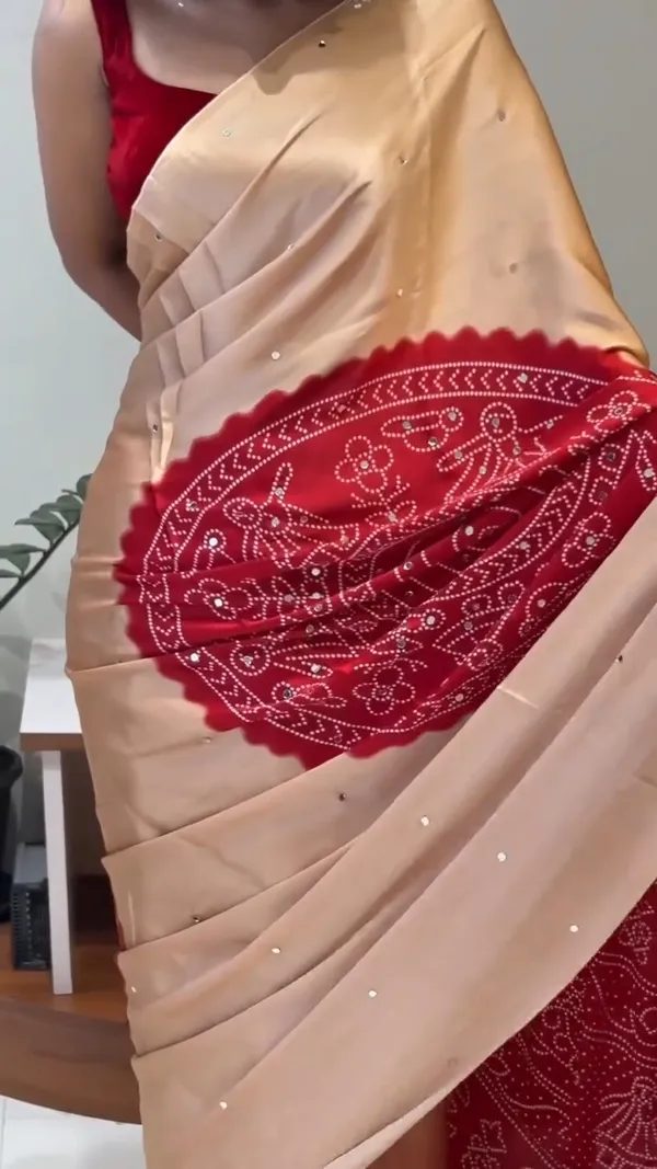 Bandhani_Design_Satin_silk_in_Ajrakh_mirror_work