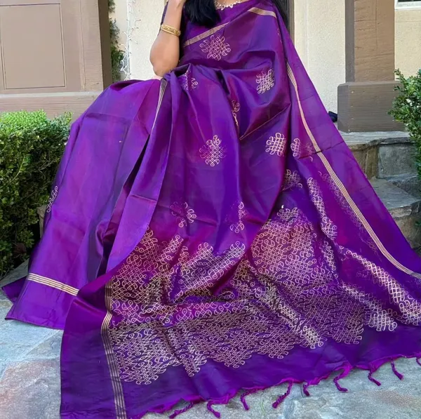 Kolam/Rangoli_Art_Silk_Saree