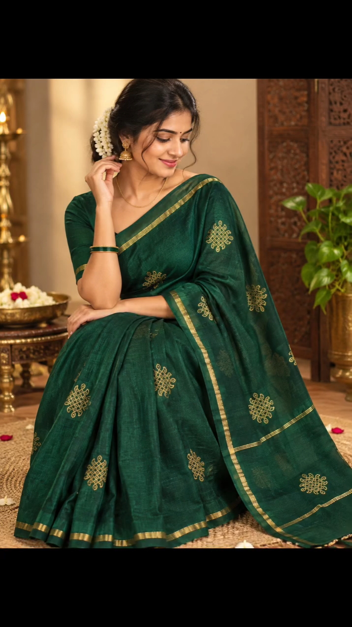 Kolam/Rangoli_Art_silk_Sarees