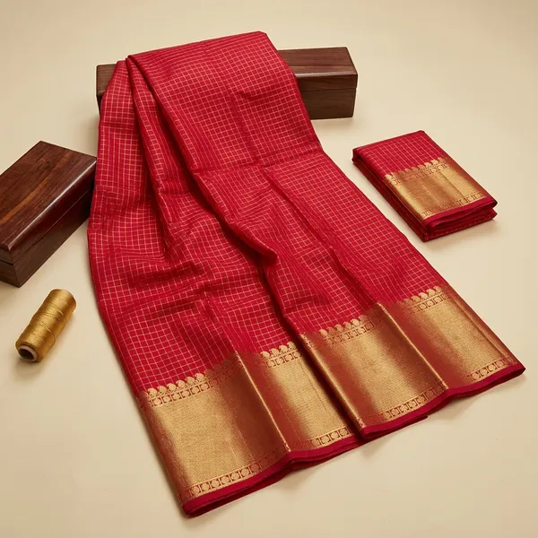 Banarasi_Silk-_Small_Checks_Saree