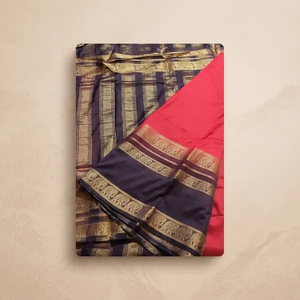 Viscose_Georgette_checkered_Saree-_Satin_border