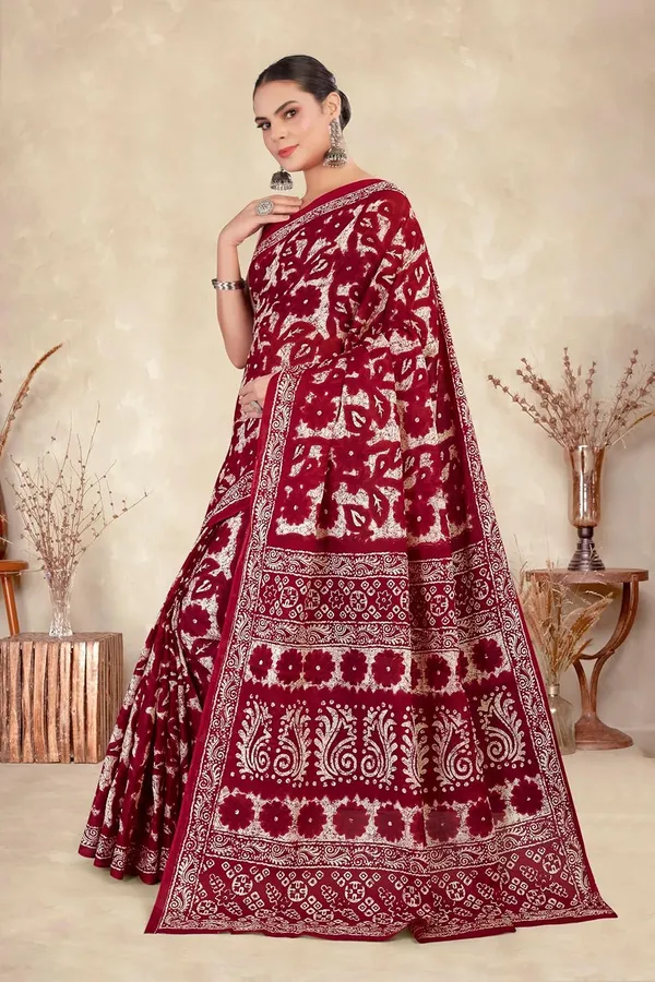 Tamaira_Fashion_Women_S_Floral_Batik_Printed_Pure_Cotton_Mulmul_Saree_Without_Blouse_Piece_11588_Parent