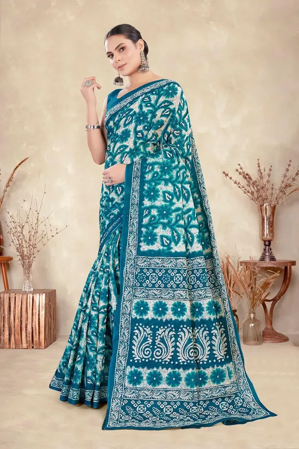 Tamaira_Fashion_Women_S_Floral_Batik_Printed_Pure_Cotton_Mulmul_Saree_Without_Blouse_Piece_11588_Parent
