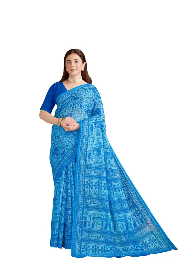 Tamaira_Fashion_Women_S_Warli_Printed_Pure_Soft_Cotton_Mulmul_Saree_Without_Blouse_Piece