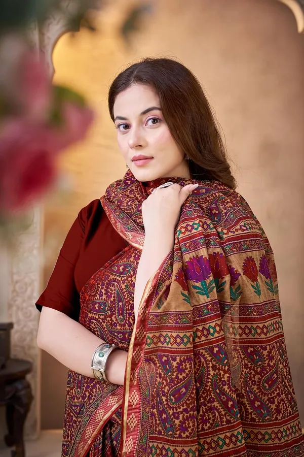 Tamaira_Fashion_Women_S_Kalamkari_Printed_Pure_Soft_Cotton_Maroon_Resham_Border_Saree_Without_Blouse_Piece_11593_Parent