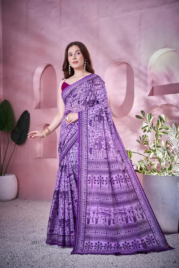 Tamaira_Fashion_Women_S_Warli_Printed_Pure_Soft_Cotton_Mulmul_Saree_Without_Blouse_Piece