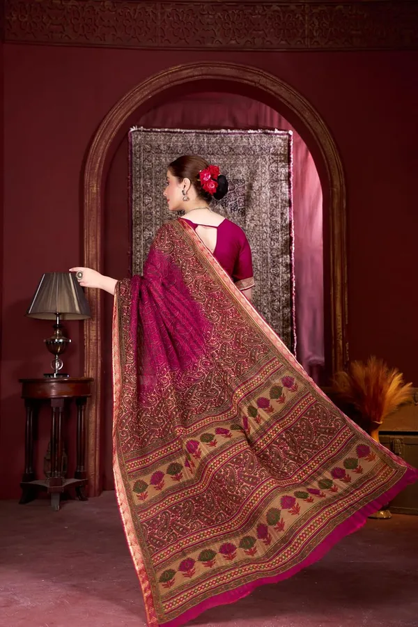 Tamaira_Fashion_Women_S_Kalamkari_Printed_Pure_Soft_Cotton_Maroon_Resham_Border_Saree_Without_Blouse_Piece_11593_Parent