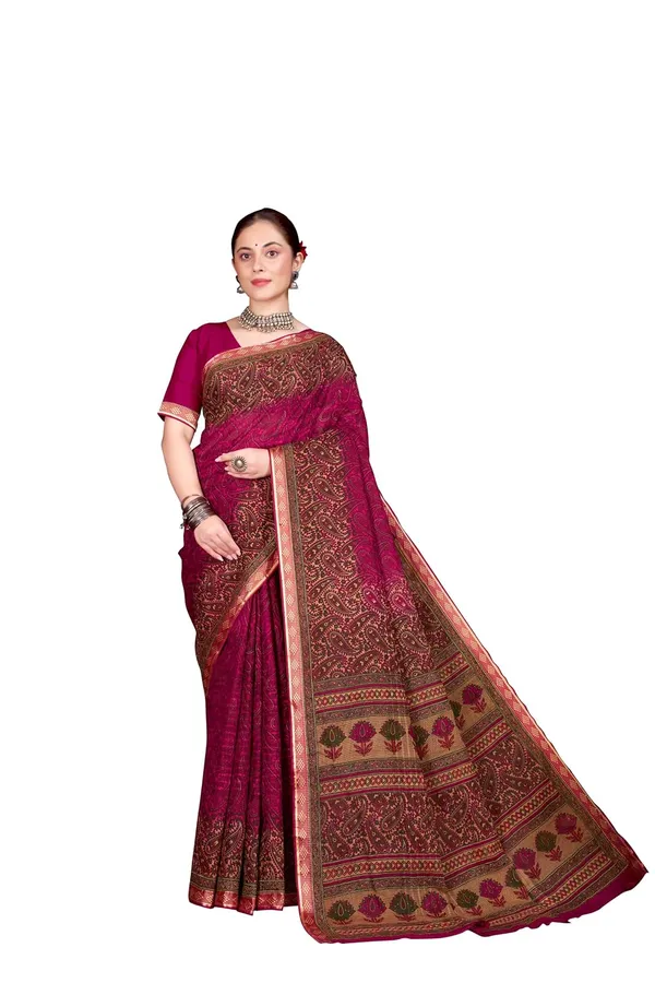 Tamaira_Fashion_Women_S_Kalamkari_Printed_Pure_Soft_Cotton_Maroon_Resham_Border_Saree_Without_Blouse_Piece_11593_Parent