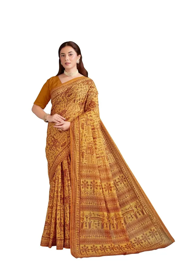 Tamaira_Fashion_Women_S_Warli_Printed_Pure_Soft_Cotton_Mulmul_Saree_Without_Blouse_Piece