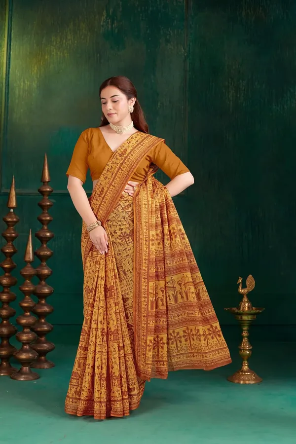 Tamaira_Fashion_Women_S_Warli_Printed_Pure_Soft_Cotton_Mulmul_Saree_Without_Blouse_Piece