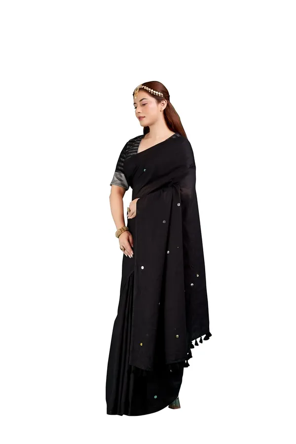 Tamaira_Fashion_Women_S_Embellished_Sequinned_Pure_Cotton_Saree_Solidsequinparent