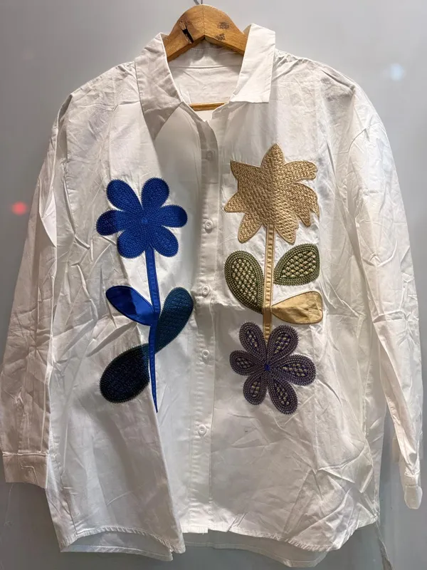 White_Cotton_Floral_Embroidered_Full_Sleeve_Shirt_For_Women