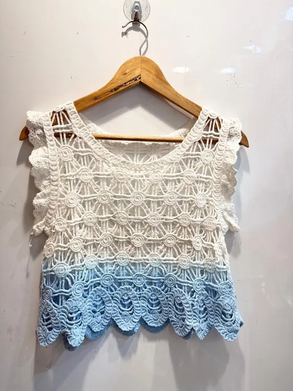 Cream_And_Blue_Crochet_Sleeveless_Top_For_Women