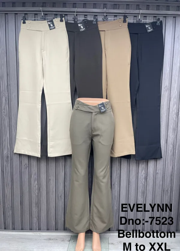 Beige_Twill_Mid_Rise_Bootcut_Trousers_For_Women