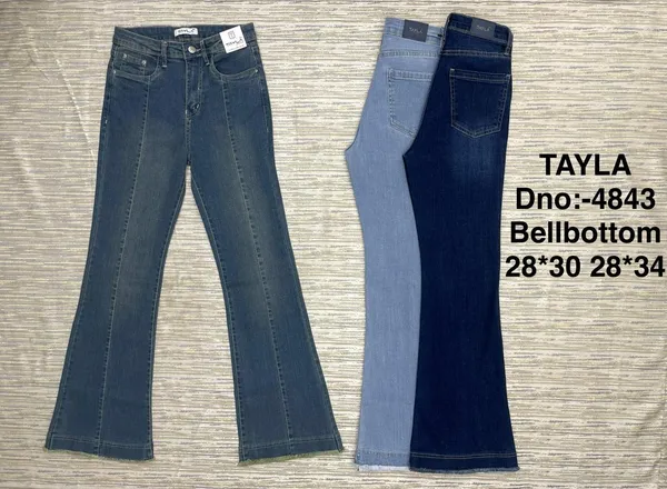 Blue_And_Grey_Denim_Bellbottom_Jeans_For_Women