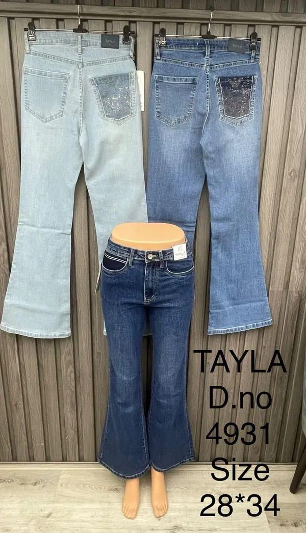 Light_Blue_Sequin_Pocket_Flared_Denim_Jeans_For_Women