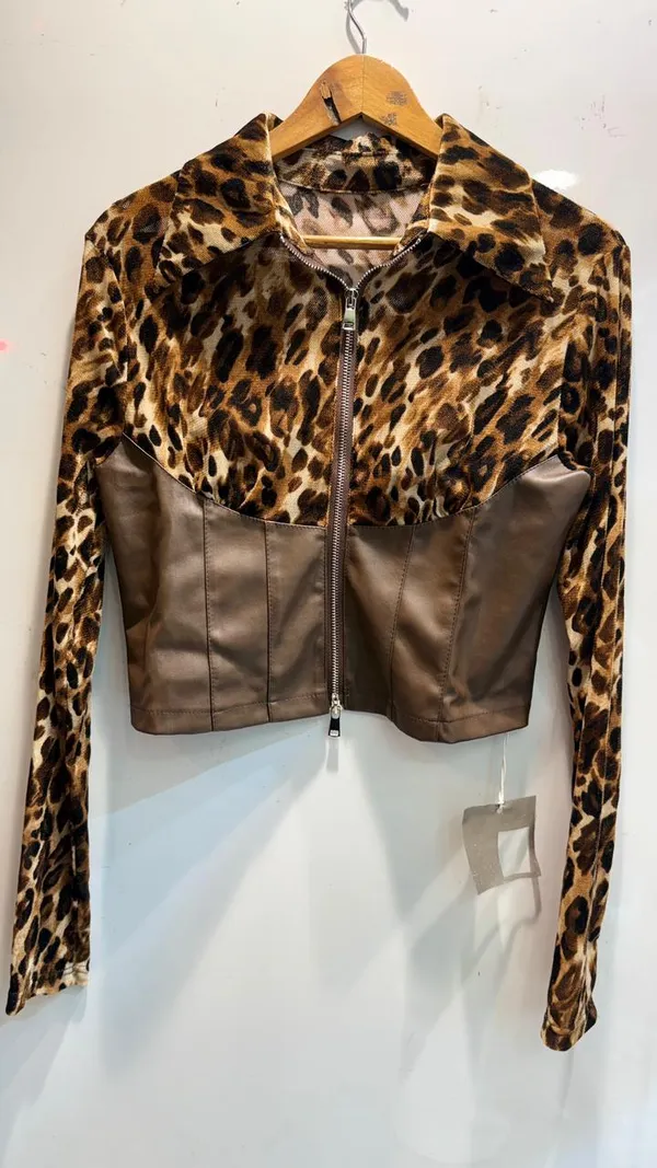 Brown_Leopard_Print_Satin_Cropped_Jacket_For_Women