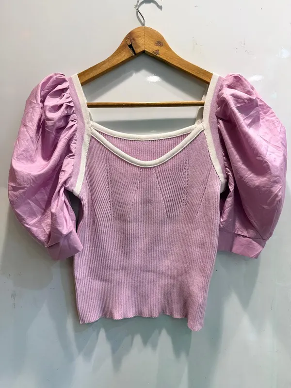 Pink_Puff_Sleeve_Ribbed_Knit_Top_For_Women