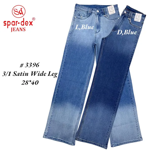 Blue_Satin_Wide_Leg_Jeans_For_Women