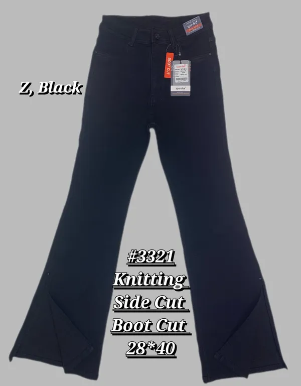 Black_Knitting_Side_Cut_Boot_Cut_Denim_Jeans_For_Women