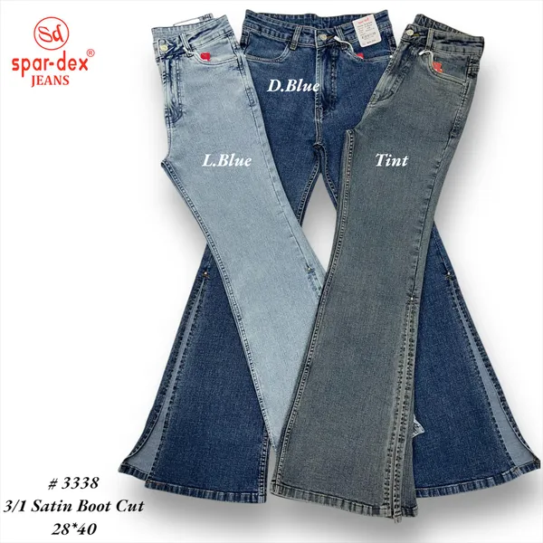 Blue_Denim_Satin_Boot_Cut_Jeans_For_Women