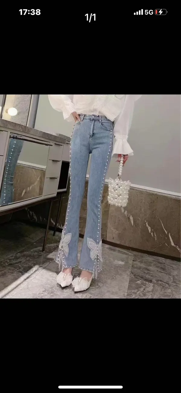 Light_Blue_Denim_Embellished_Flare_Jeans_For_Women