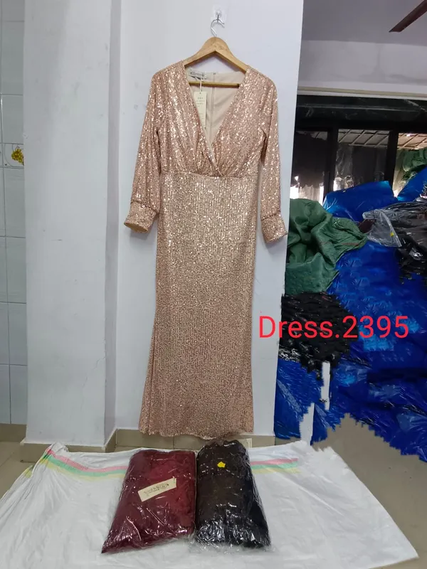 Rose_Gold_Sequin_V_Neck_Full_Sleeve_Maxi_Dress_For_Women