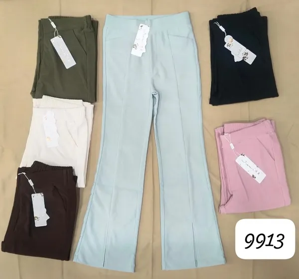Light_Blue_High_Waist_Flare_Trousers_For_Women